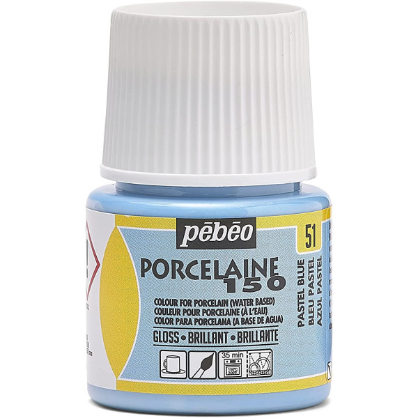photo-Peinture pour porcelaine - Pébéo - Porcelaine 150 - Bleu pastel - 45 ml
