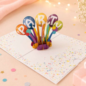 photo-Carte 3D pop-up - Anniversaire - Invitation - Fête - 12x17cm - Avec enveloppe