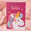 Carte 3D pop-up - Anniversaire - Enfant - Licorne Happy Birthday - 12x17cm - Avec enveloppe