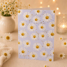 Carte 3D pop-up - Anniversaire - Vœux - Marguerites en fleur - 12x17cm - Avec enveloppe