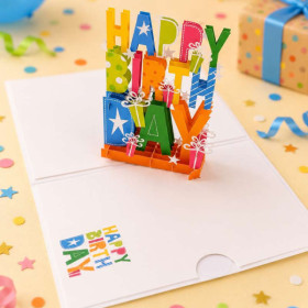 photo-Carte 3D pop-up - Anniversaire - Joyeux anniversaire - 12x17cm - Avec enveloppe