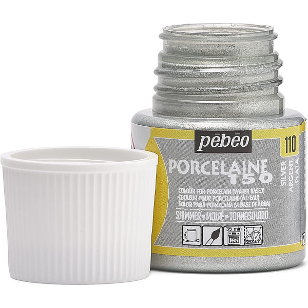 Peinture pour porcelaine - Pébéo - Porcelaine 150 - Argent - 45 ml