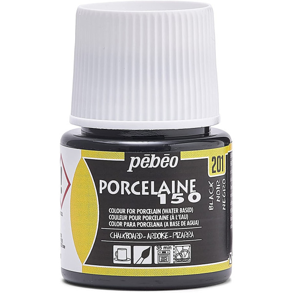 photo-Peinture pour porcelaine - Pébéo - Porcelaine 150 - Ardoise noire - 45 ml