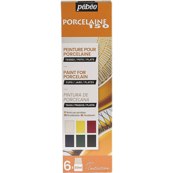 photo-6 pots de peinture pour porcelaine - Pébéo - Porcelaine 150 - 20 ml