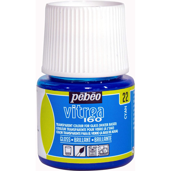 Peinture pour verre - Vitréa 160 - Pébéo - Cyan - 45ml
