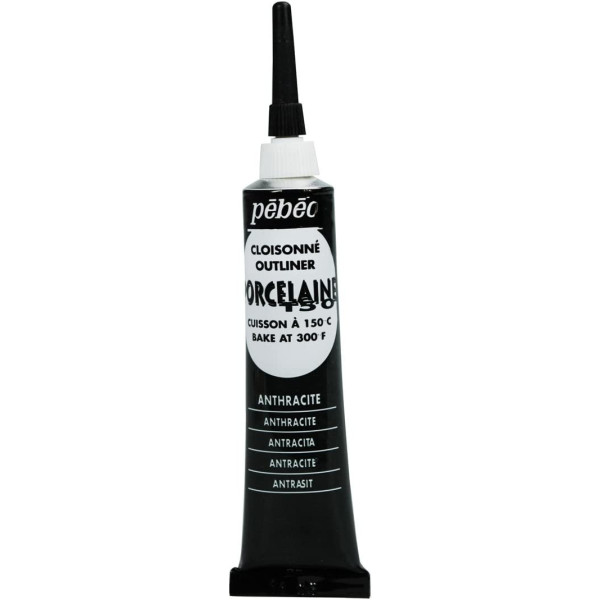 photo-Tube de cerne relief - Peinture pour porcelaine - Pébéo - Porcelaine 150 - Anthracite