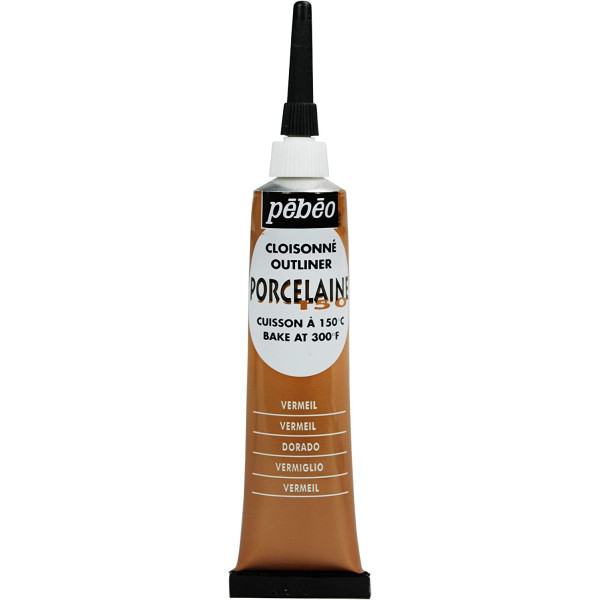 photo-Tube de cerne relief - Peinture pour porcelaine - Pébéo - Porcelaine 150 - Vermeil