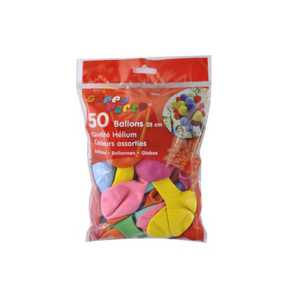 50 ballons couleurs assorties - Gappy party | Artmania