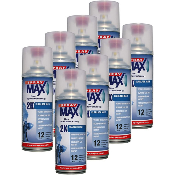 photo-Lot de 8 bombes de vernis de finition - Automobile - Mat - 2K Spray max - 400ml