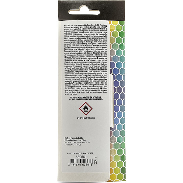 Pigment pour résine - Prêt à l'emploi - Pébéo - Fluid Pigment - Blanc - 20 ml