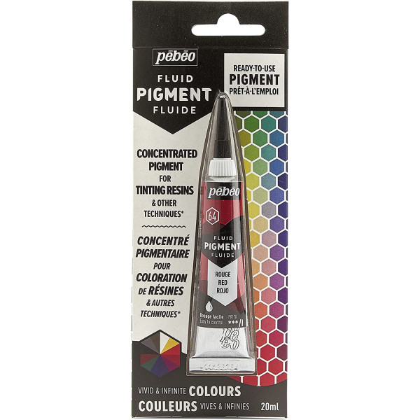 photo-Pigment pour résine - Prêt à l'emploi - Pébéo - Fluid Pigment - Rouge - 20 ml