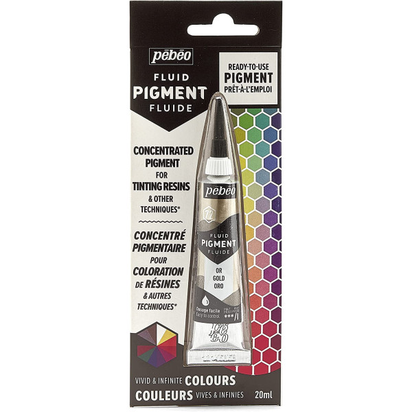 photo-Pigment pour résine - Prêt à l'emploi - Pébéo - Fluid Pigment - Or - 20 ml
