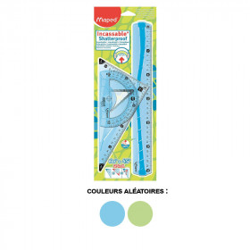 Set de traçage règle, rapporteur, équerre incassable - Maped | Artmania