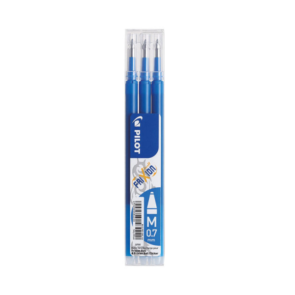 Lot de 3 recharges FriXion pointe moyenne 0,7mm bleu ciel Pilot | Artmania