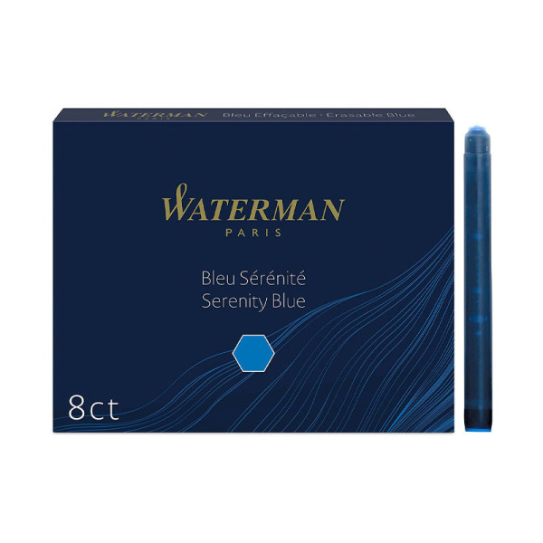 Etui de 8 cartouches longues standard d'encres bleu sérénité - Waterman S0110860 | Artmania