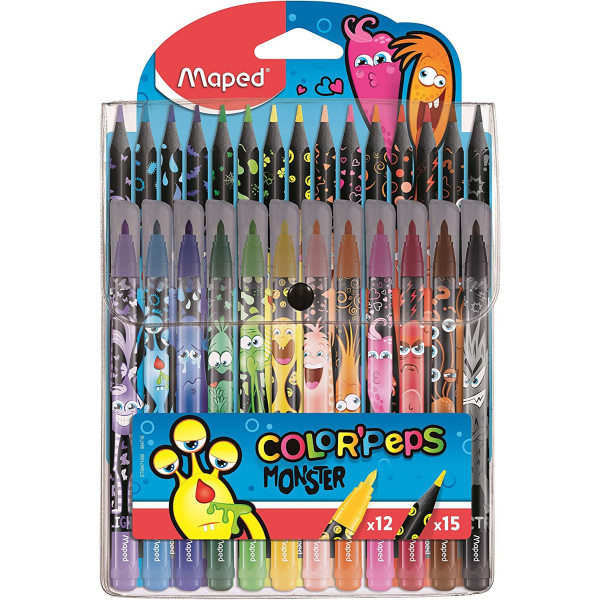 photo-12 feutres de coloriage - 15 crayons de couleur - Assortiment - Color'Peps Monster - Maped
