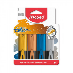 4 surligneurs Glitter Metal - Fluo pep's Maped | Artmania