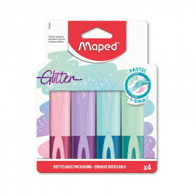 Etui de 4 surligneurs Glitter Pastel - Fluo Pep's Maped | Artmania