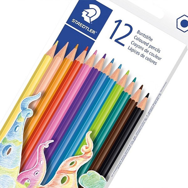 photo-12 crayons de couleur - Corps de forme hexagonal - Assortiment - Staedtler