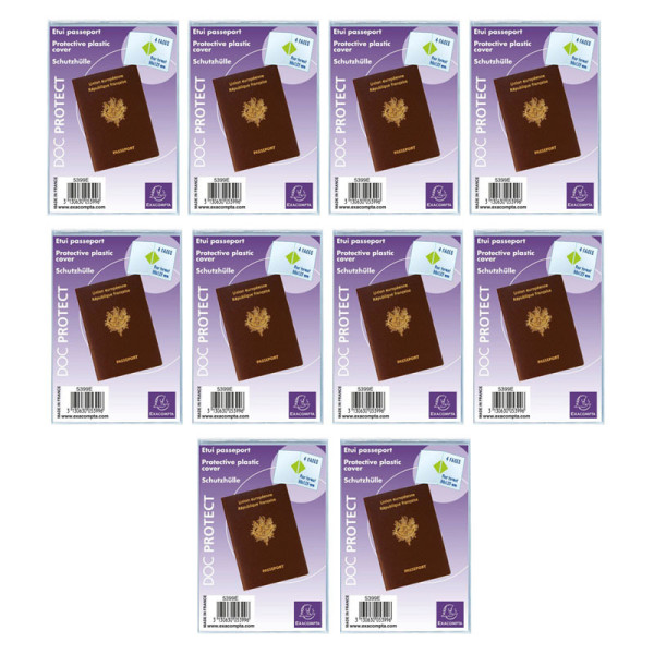 photo-10 étuis de protection pour passeport - Plastique - Transparent - Exacompta