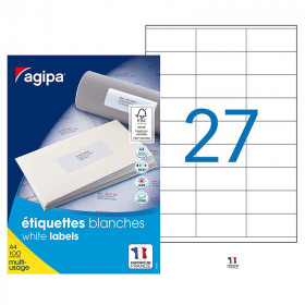 2700 étiquettes blanches 70x31mm 27 étiquettes par planche A4 - Apli 119001 | Artmania