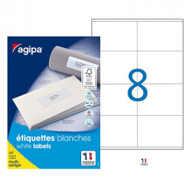 800 étiquettes blanches 105x70mm 8 étiquettes par planche A4 - Apli 119003