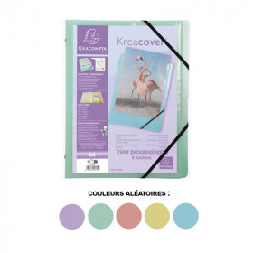 Trieur 8 compartiments avec 3 rabats - couleurs pastels assorties - Exacompta Kreacover