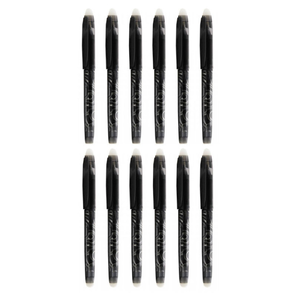 photo-12 stylos encre gel effaçable R-Pen noir pointe moyenne 0.7mm