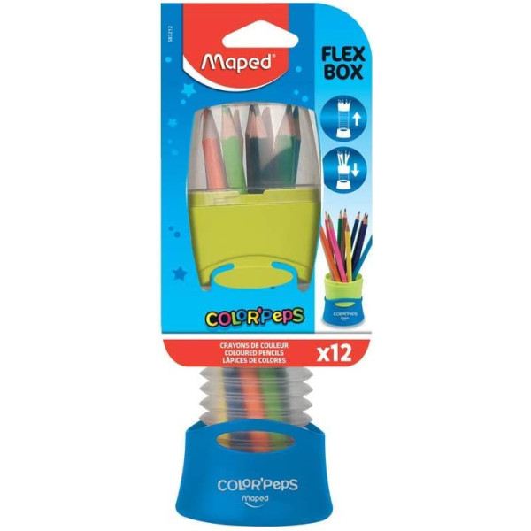 12 crayons de couleur - Color'Peps - Etui pot à crayons - Maped - Flex Box
