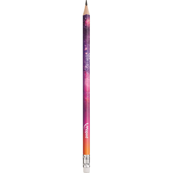 6 crayons graphite - Embout gomme - Mine HB - Cosmic Teens - Maped