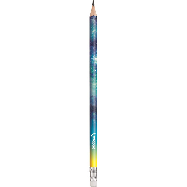 6 crayons graphite - Embout gomme - Mine HB - Cosmic Teens - Maped