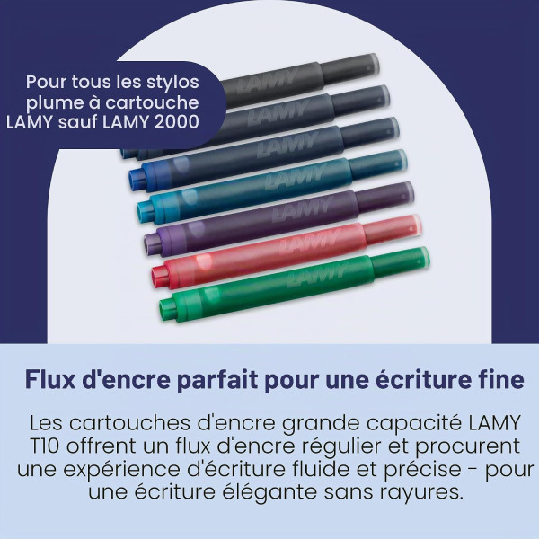 Cartouche d'encre - Rouge - Effaçable - Grande taille - Compatible stylos LAMY - 5 cartouches
