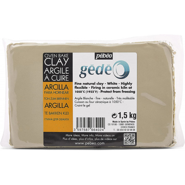 photo-Bloc d'argile à cuire - Blanche - Pour sculpture, poterie - 1,5 kg - Pébéo