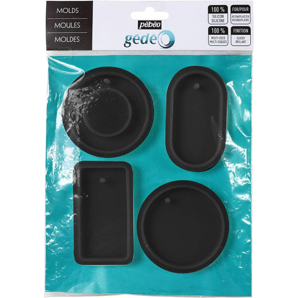 photo-Moules en silicone - Formes géométriques - Pour résine - Bijoux - Pébéo