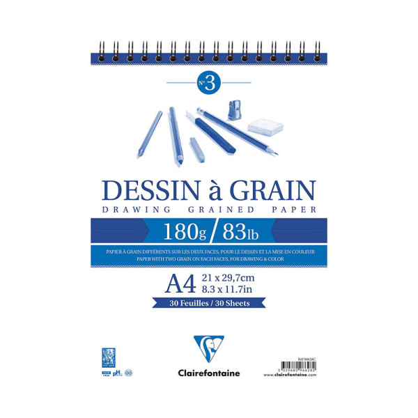 Bloc Dessin A Grain Spirale A4 - 30 feuilles - Clairefontaine | Artmania