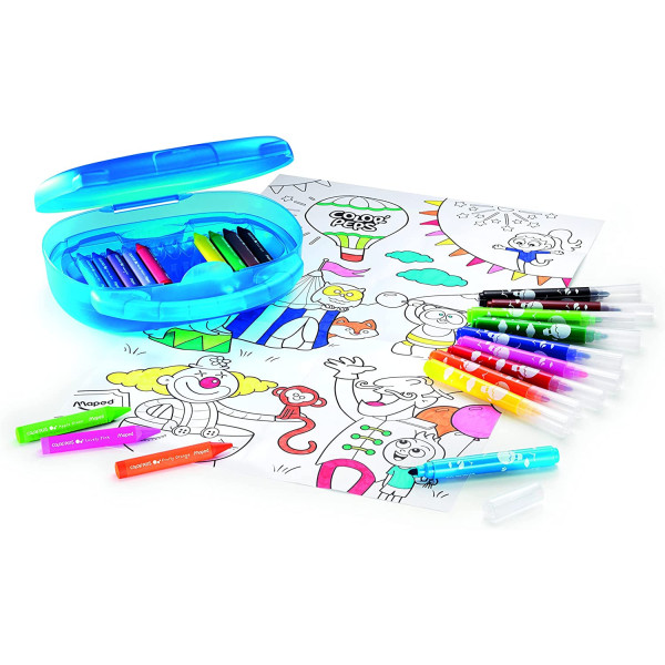 Mallette de coloriage - Feutres - Crayons de cire - Pour enfant - Color'Peps - Maped