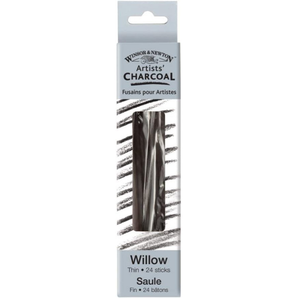 photo-Fusains - Noir - Fin - Boîte de 24 fusains - Winsor et Newton