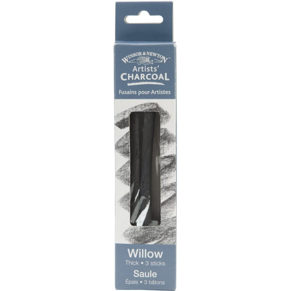 photo-Fusains - Noir - Epais - Boîte de 3 fusains - Winsor et Newton