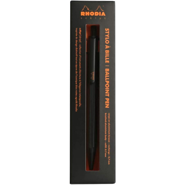 Stylo à bille - Noir - Rétractable - Mine 0,7mm - Rhodia - Collection scRipt