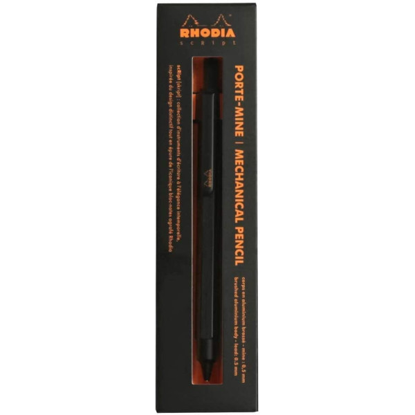 Porte-mines - Noir - Rétractable - Mine 0,5mm - Rhodia - Collection scRipt