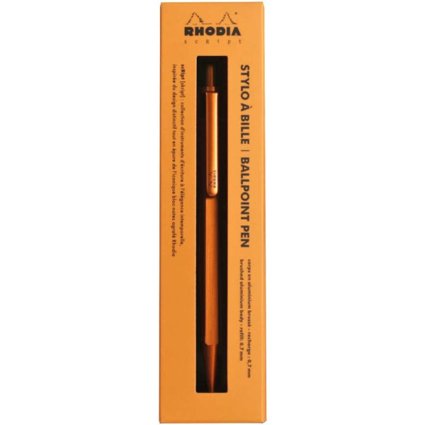Stylo à bille - Orange - Rétractable - Mine 0,7mm - Rhodia - Collection scRipt