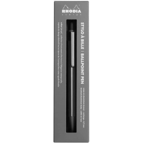 Stylo à bille - Argent - Rétractable - Mine 0,7mm - Rhodia - Collection scRipt