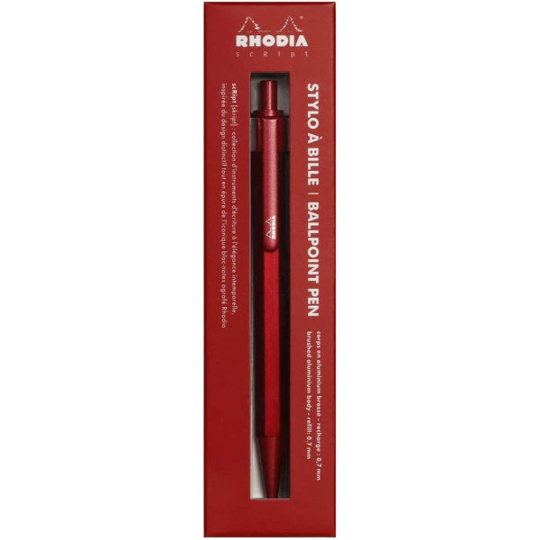 Stylo à bille - Rouge - Rétractable - Mine 0,7mm - Rhodia - Collection scRipt