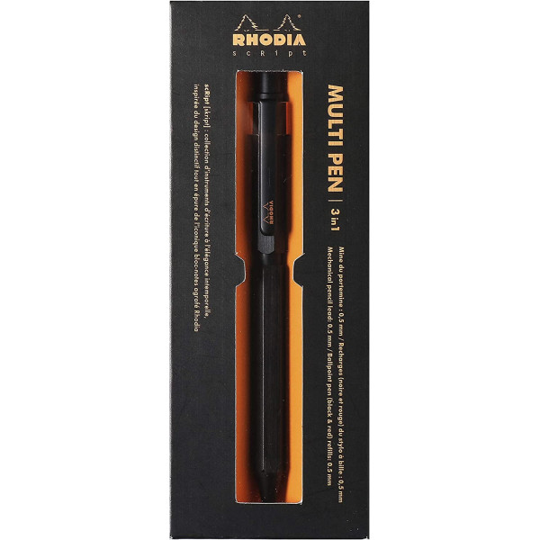 Stylo à bille - Noir - 3 en 1 - Porte-mines - Rhodia - Multipen - Collection scRipt