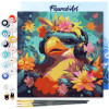 photo-Peinture par numéro - Modèle Oiseau fantaisie - 20x20cm - Toile tendue + pinceaux + peinture - Débutant - Figured'Art