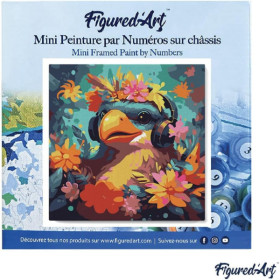 Peinture par numéro - Modèle Oiseau fantaisie - 20x20cm - Toile tendue + pinceaux + peinture - Débutant - Figured'Art