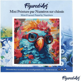 Peinture par numéro - Modèle Perroquet - 20x20cm - Toile tendue + pinceaux + peinture - Débutant - Figured'Art