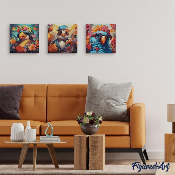 Peinture par numéro - Modèle Perroquet - 20x20cm - Toile tendue + pinceaux + peinture - Débutant - Figured'Art