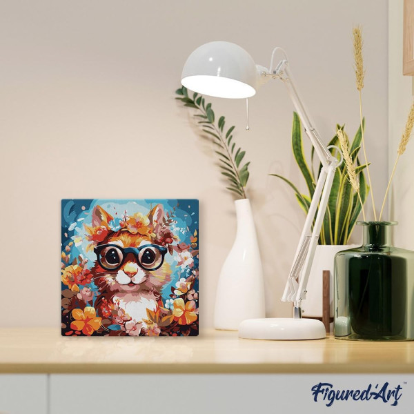 Peinture par numéro - Modèle Ecureuil - 20x20cm - Toile tendue + pinceaux + peinture - Débutant - Figured'Art