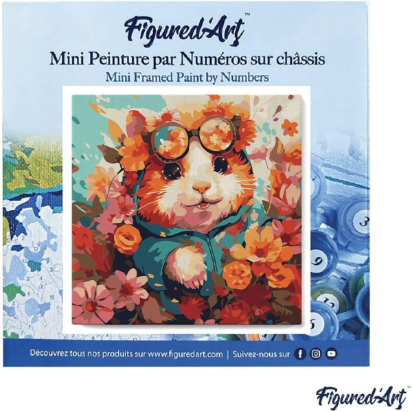 Peinture par numéro - Modèle Hamster - 20x20cm - Toile tendue + pinceaux + peinture - Débutant - Figured'Art